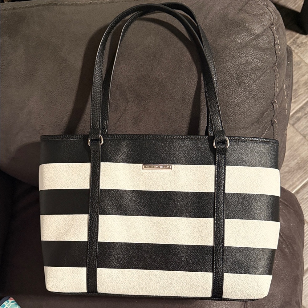 Dana Buchman Black and Cream Striped Purse